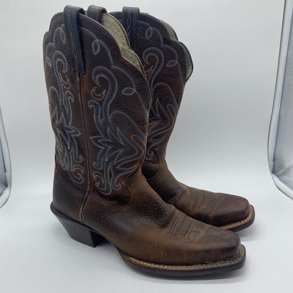Ariat Women's size 6.5 Rowdy Legend Brown Leather Stitched Cowboy Western Boots